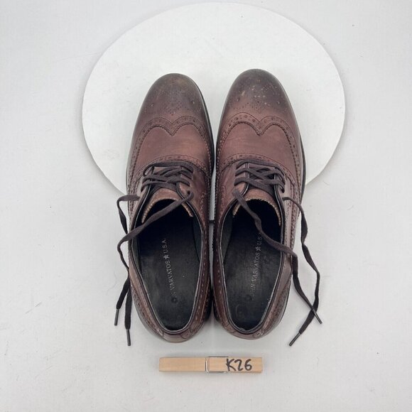 John Varvatos Men Size 9M Brown Tobacco Leather Lace Up Wingtip Derby Dress Shoe - Picture 11 of 15